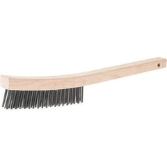 Weiler - 3 Rows x 19 Columns Steel Scratch Brush - 14" Brush Length, 14" OAL, 1-3/16 Trim Length, Wood Handle - Americas Industrial Supply