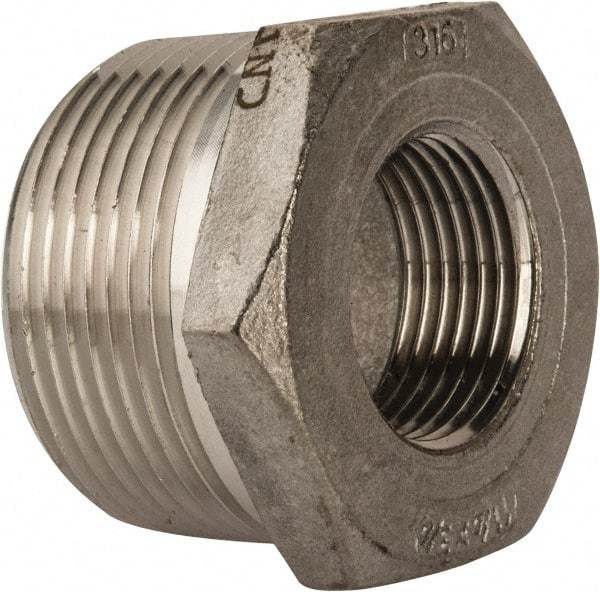Value Collection - 1-1/4 x 3/4" Grade 316 Stainless Steel Pipe Hex Bushing - MNPT x FNPT End Connections, 150 psi - Americas Industrial Supply