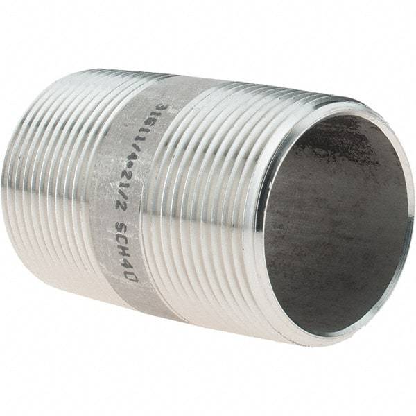 Value Collection - 1-1/4" Pipe x 2-1/2" Long, Grade 316/316L Stainless Steel Pipe Nipple - Welded & Threaded - Americas Industrial Supply