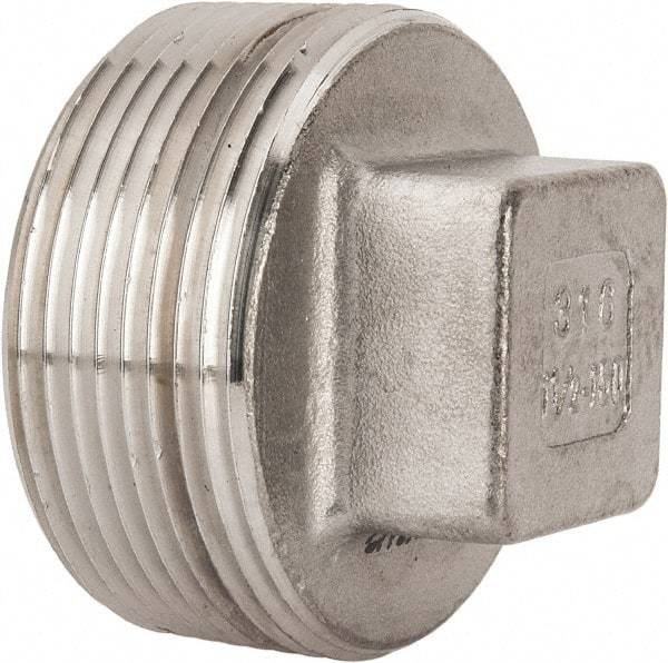 Value Collection - 1-1/2" Grade 316 Stainless Steel Pipe Square Head Plug - MNPT End Connections, 150 psi - Americas Industrial Supply