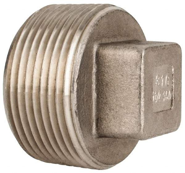 Value Collection - 1-1/4" Grade 316 Stainless Steel Pipe Square Head Plug - MNPT End Connections, 150 psi - Americas Industrial Supply