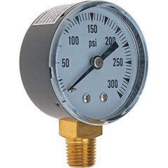 Value Collection - 2" Dial, 1/4 Thread, 0-300 Scale Range, Pressure Gauge - Lower Connection Mount - Americas Industrial Supply