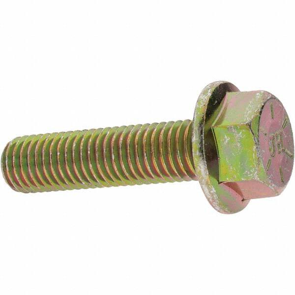 Value Collection - 5/8-11 UNC, 2-1/2" Length Under Head, Hex Drive Flange Bolt - 2-1/2" Thread Length, Grade 8 Alloy Steel, Smooth Flange, Zinc Yellow Dichromate Finish - Americas Industrial Supply