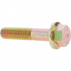 Value Collection - 1/2-13 UNC, 2-1/2" Length Under Head, Hex Drive Flange Bolt - 1-1/4" Thread Length, Grade 8 Alloy Steel, Smooth Flange, Zinc Yellow Dichromate Finish - Americas Industrial Supply