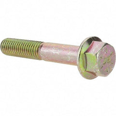 Value Collection - 1/2-13 UNC, 3" Length Under Head, Hex Drive Flange Bolt - 1-1/4" Thread Length, Grade 8 Alloy Steel, Smooth Flange, Zinc Yellow Dichromate Finish - Americas Industrial Supply