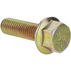 Value Collection - 1/2-13 UNC, 1-3/4" Length Under Head, Hex Drive Flange Bolt - 1-3/4" Thread Length, Grade 8 Alloy Steel, Smooth Flange, Zinc Yellow Dichromate Finish - Americas Industrial Supply