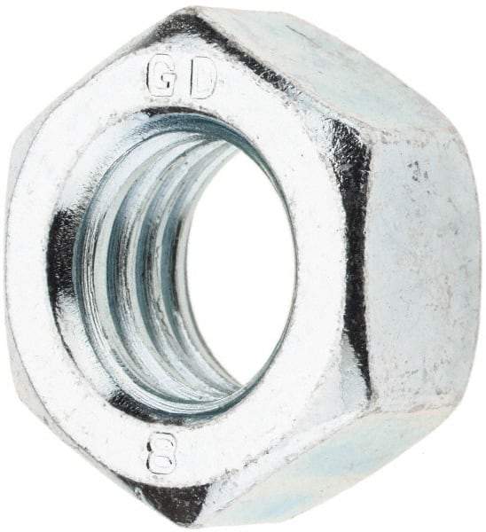 Value Collection - M14x2.00 Metric Coarse Steel Right Hand Hex Nut - 22mm Across Flats, 11mm High, Zinc-Plated Finish - Americas Industrial Supply