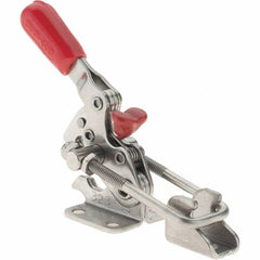 De-Sta-Co - 360 Lb Capacity, Horizontal, U Hook, Flanged Base, Stainless Steel Pull Action Latch Clamp - 1.17" Drawing Movement, 4-1/4" OAL, Threaded U Hook, Straight Handle - Americas Industrial Supply