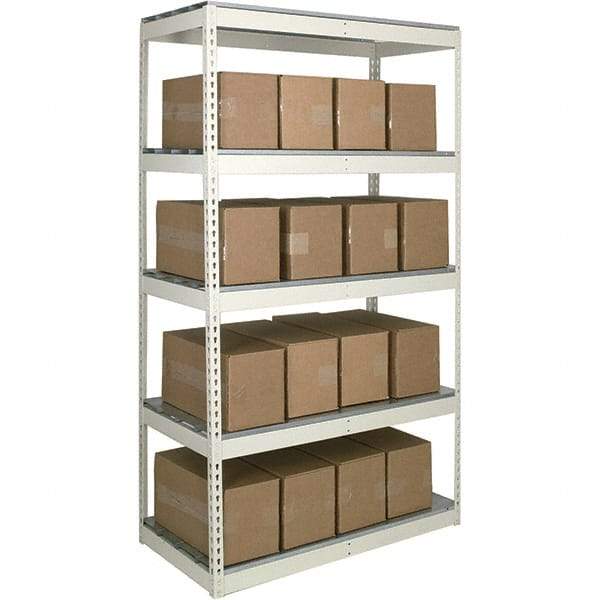 Hallowell - 5 Shelf Starter Open Steel Shelving - 500 Lb Capacity, 72" Wide x 120" High x 48" Deep, Tan - Americas Industrial Supply