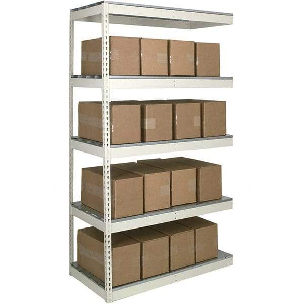 Hallowell - 5 Shelf Add-On Open Steel Shelving - 620 Lb Capacity, 96" Wide x 120" High x 30" Deep, Tan - Americas Industrial Supply