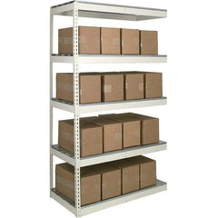 Hallowell - 5 Shelf Add-On Open Steel Shelving - 500 Lb Capacity, 72" Wide x 120" High x 36" Deep, Tan - Americas Industrial Supply