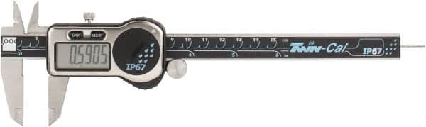 TESA Brown & Sharpe - 0 to 150mm Range, 0.01mm Resolution, IP67 Electronic Caliper - Stainless Steel with 40mm Stainless Steel Jaws, 0.03mm Accuracy - Americas Industrial Supply