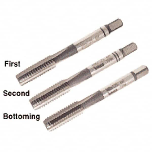 Iscar - M2.6x0.45 Metric Coarse, 3 Flute, Bottoming, Plug & Taper, Uncoated, Uncoated Finish, High Speed Steel Tap Set - Right Hand Cut, 40mm OAL, 0.354" Thread Length, 6H Class of Fit, Series TPH - Americas Industrial Supply