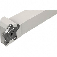 Iscar - External Thread, 0.8mm Min Groove Width, 135mm OAL, Left Hand Indexable Grooving Cutoff Toolholder - 25mm Shank Height x 25mm Shank Width, PENTA 24N Insert Style, PCHLS Toolholder Style, Series PentaCut - Americas Industrial Supply