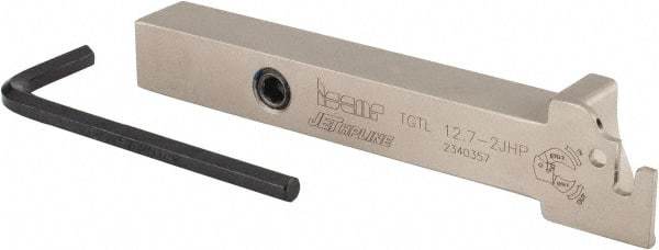 Iscar - External Thread, 0.63" Max Depth of Cut, 1.8mm Min Groove Width, 100mm OAL, Left Hand Indexable Grooving Cutoff Toolholder - 1/2" Shank Height x 1/2" Shank Width, TAG Insert Style, TGT Toolholder Style, Series Tang-Grip - Americas Industrial Supply