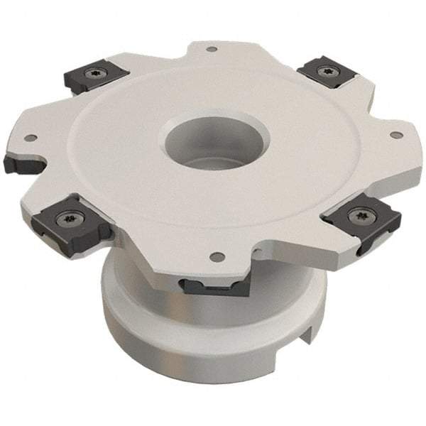 Iscar - Shell Mount B Connection, 0.236" Cutting Width, 26mm Depth of Cut, 100mm Cutter Diam, 27mm Hole Diam, 12 Tooth Indexable Slotting Cutter - FDN-LN08 Toolholder, LNET Insert, Right Hand Cutting Direction - Americas Industrial Supply
