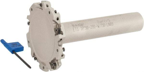 Iscar - Shank Connection, 9/32" Cutting Width, 7/8" Depth of Cut, 2-1/2" Cutter Diam, 5 Tooth Indexable Slotting Cutter - 3/4" Shank Diam, ETS-LN08 Toolholder, LNET Insert, Right Hand Cutting Direction - Americas Industrial Supply