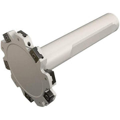 Iscar - Shank Connection, 0.118" Cutting Width, 21.4mm Depth of Cut, 63mm Cutter Diam, 10 Tooth Indexable Slotting Cutter - 0.787" Shank Diam, ETS-LN08 Toolholder, LNET Insert, Right Hand Cutting Direction - Americas Industrial Supply