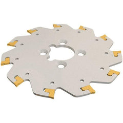 Iscar - Arbor Hole Connection, 0.157" Cutting Width, 1.36" Depth of Cut, 4.921" Cutter Diam, 1-1/4" Hole Diam, 10 Tooth Indexable Slotting Cutter - TGSF Toolholder, TAG Insert, Right Hand Cutting Direction - Americas Industrial Supply
