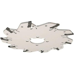 Iscar - Arbor Hole Connection, 0.106" Cutting Width, 34mm Depth of Cut, 125mm Cutter Diam, 32mm Hole Diam, 8 Tooth Indexable Slotting Cutter - GM-DG Toolholder, GIM, GIMY, GIP, GIPA Insert, Right Hand Cutting Direction - Americas Industrial Supply