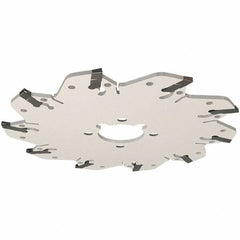 Iscar - Arbor Hole Connection, 0.132" Cutting Width, 34mm Depth of Cut, 125mm Cutter Diam, 32mm Hole Diam, 8 Tooth Indexable Slotting Cutter - GM-DG Toolholder, GIM, GIMY, GIP, GIPA Insert, Right Hand Cutting Direction - Americas Industrial Supply