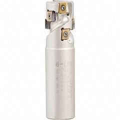 Iscar - 1-1/4" Cut Diam, 1.4" Max Depth of Cut, 1-1/4" Shank Diam, 4-1/4" OAL, Indexable Square Shoulder Helical End Mill - Weldon Shank, 90° Lead Angle, Through Coolant, Series Helitang - Americas Industrial Supply