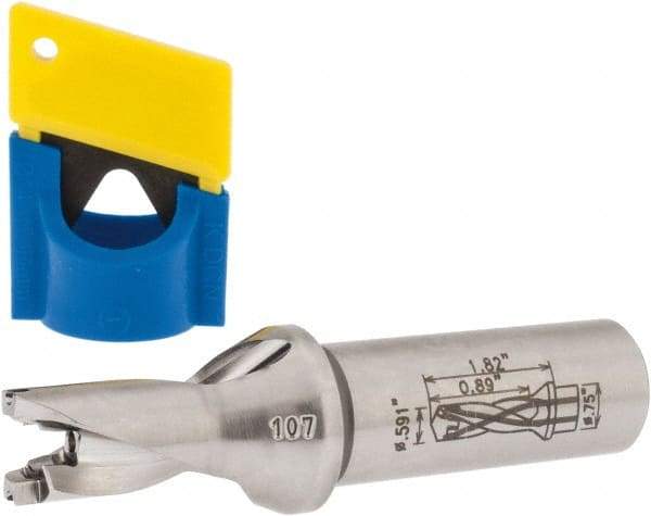 Iscar - 0.591" to 5/8" Diam, 1.5xD, 0.89" Max Depth, 3/4" Shank Diam, 3.79" OAL, Replaceable-Tip Drill - FCP, ICK, ICK-2M, ICM, ICN, ICP, iCP-2M Insert, 15 Seat Size, 45391455 Toolholder, Series SumoCham - Americas Industrial Supply