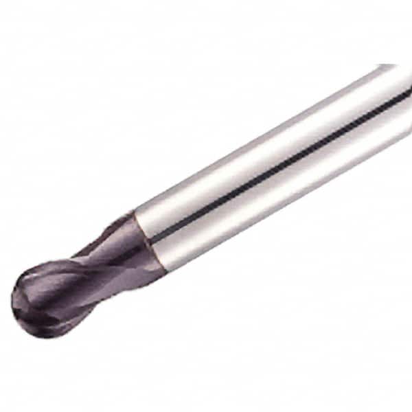 Iscar - 8mm Diam, 8mm LOC, 2 Flute Solid Carbide Ball End Mill - TiAlN Finish, Single End, 100mm OAL, 8mm Shank Diam, Spiral Flute - Americas Industrial Supply