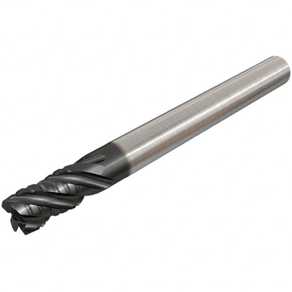 Iscar - 3/4" Diam, 1-1/2" LOC, 4 Flute Solid Carbide 45° Corner Chamfer Roughing End Mill - TiAlN Finish, 5" OAL, 3/4" Shank Diam, Single End, Extended Reach, 38° Helix - Americas Industrial Supply