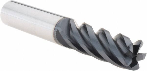 Iscar - 5/8", 5 Flute, Single End, Solid Carbide, 0.06" Corner Radius End Mill - 4" OAL, 38° Helix, Right Hand Flute, 1.56" LOC, Right Hand Cut - Americas Industrial Supply