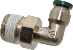 Parker - 1/4" Outside Diam, 3/8 NPTF, Nickel Plated Brass Push-to-Connect Tube Male Swivel Elbow - 300 Max psi, Tube to Male NPT Connection, Buna-N O-Ring - Americas Industrial Supply