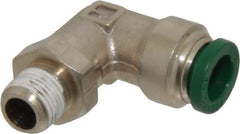 Parker - 5/16" Outside Diam, 1/8 NPTF, Nickel Plated Brass Push-to-Connect Tube Male Swivel Elbow - 300 Max psi, Tube to Male NPT Connection, Buna-N O-Ring - Americas Industrial Supply