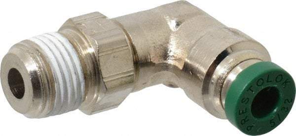 Parker - 5/32" Outside Diam, 1/8 NPTF, Nickel Plated Brass Push-to-Connect Tube Male Swivel Elbow - 300 Max psi, Tube to Male NPT Connection, Buna-N O-Ring - Americas Industrial Supply