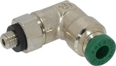 Parker - 5/32" Outside Diam, 10-32 UNF, Nickel Plated Brass Push-to-Connect Tube Male Swivel Elbow - 300 Max psi, Tube to Male UNF Connection, Buna-N O-Ring - Americas Industrial Supply