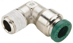 Parker - 5/16" Outside Diam, 1/4 NPTF, Nickel Plated Brass Push-to-Connect Tube Male Elbow - 300 Max psi, Tube to Male NPT Connection, Buna-N O-Ring - Americas Industrial Supply
