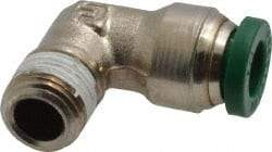 Parker - 1/4" Outside Diam, 1/8 NPTF, Nickel Plated Brass Push-to-Connect Tube Male Elbow - 300 Max psi, Tube to Male NPT Connection, Buna-N O-Ring - Americas Industrial Supply