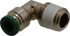 Parker - 1/4" Outside Diam, 1/4 NPTF, Nickel Plated Brass Push-to-Connect Tube Male Elbow - 300 Max psi, Tube to Male NPT Connection, Buna-N O-Ring - Americas Industrial Supply