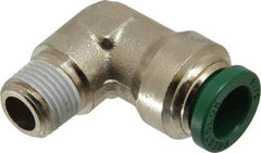 Parker - 5/16" Outside Diam, 1/8 NPTF, Nickel Plated Brass Push-to-Connect Tube Male Elbow - 300 Max psi, Tube to Male NPT Connection, Buna-N O-Ring - Americas Industrial Supply