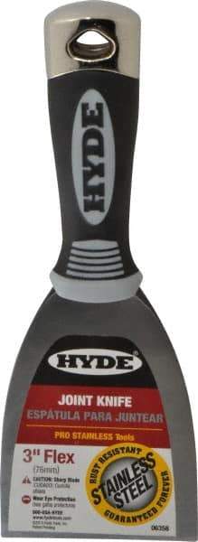 Hyde Tools - Flexible Stainless Steel Scraper - 3" Blade Width x 4" Blade Length, 4-1/4" Long Cushioned Grip Handle - Americas Industrial Supply