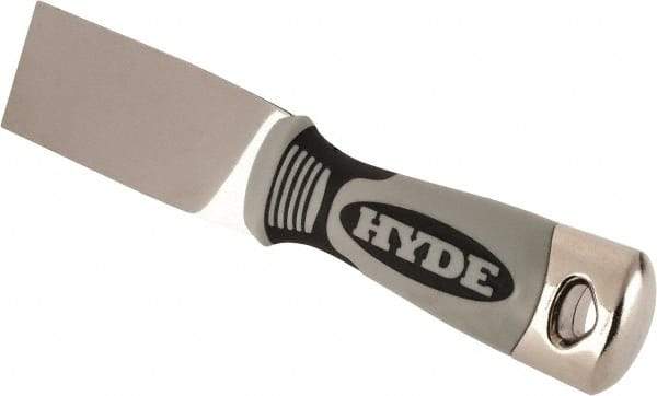 Hyde Tools - 1-1/2" Wide Stainless Steel Putty Knife - Stiff, Cushioned Grip Handle - Americas Industrial Supply