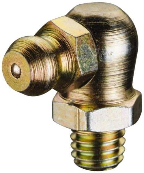 PRO-LUBE - 90° Head Angle, 1/4-18 NPT Steel Standard Grease Fitting - 9/16" Hex, 24mm Overall Height, 9.27mm Shank Length, Zinc Plated Finish - Americas Industrial Supply