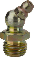 PRO-LUBE - 45° Head Angle, 1/4-18 NPT Steel Standard Grease Fitting - 9/16" Hex, 29.74mm Overall Height, 9.27mm Shank Length, Zinc Plated Finish - Americas Industrial Supply