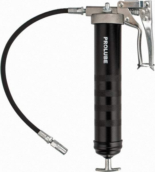 PRO-LUBE - 7,500 Max psi, Flexible Pistol Grease Gun - 14 oz (Cartridge) Capacity, 1/8 Thread Outlet, 40 Strokes per oz, Bulk, Cartridge, Filler Pump & Suction Fill, Includes 4 Jaw Coupler - Americas Industrial Supply