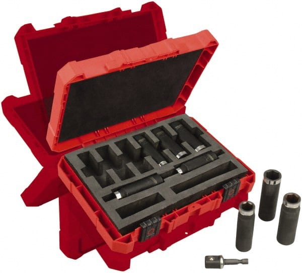 Milwaukee Tool - 9 Piece 1/2" Drive Deep Well Impact Socket Set - Americas Industrial Supply