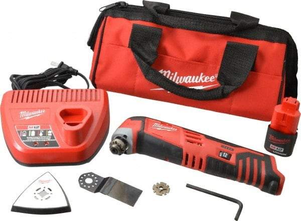 Milwaukee Tool - 12 Volt Cordless Multi Tool Kit - 5,000 to 20,000 RPM, Battery Included - Americas Industrial Supply