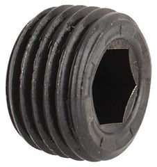 Made in USA - 1/8-27, 1/8" OAL, Alloy Steel Socket Pressure Plug - Uncoated, 7/8" Taper per Foot, 3/16" Hex Key - Americas Industrial Supply