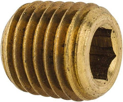 Made in USA - 1/16-27, 1/16" OAL, Brass Socket Pressure Plug - Uncoated, 3/4" Taper per Foot, 5/32" Hex Key - Americas Industrial Supply