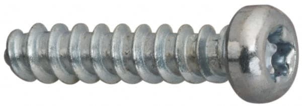 Made in USA - M2 Pan Head Torx Sheet Metal Screw - Case Hardened Steel, 4" Length Under Head, Grade 1022, T5 Drive - Americas Industrial Supply