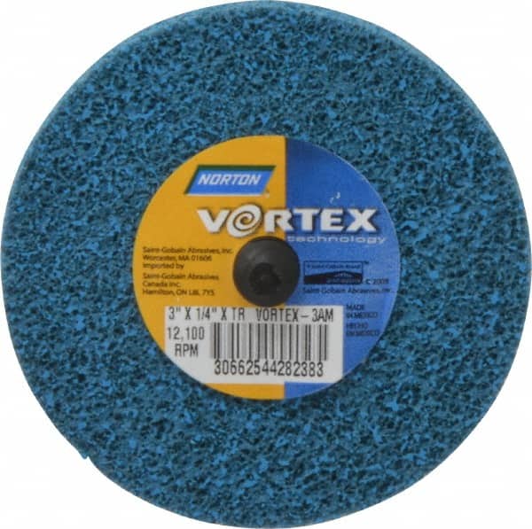 Norton - 3" Medium Grade Aluminum Oxide Deburring Disc - Quick Change Connection - Americas Industrial Supply