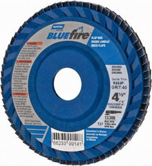 Norton - 40 Grit, 4-1/2" Disc Diam, 7/8" Center Hole, Type 27 Zirconia Alumina Flap Disc - 13,300 Max RPM, Fiberglass Backing, Arbor Attaching System, Coated - Americas Industrial Supply